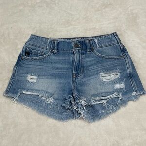 KanCan Blue Denim Shorts with frayed hem